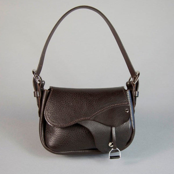 'Palomo' Genuine Leather Saddle Design Handbag - Espresso - Gallop Guru