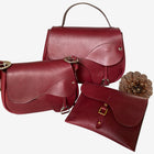 'Palomo' Genuine Leather Saddle Design Handbag in Burgundy - Gallop Guru