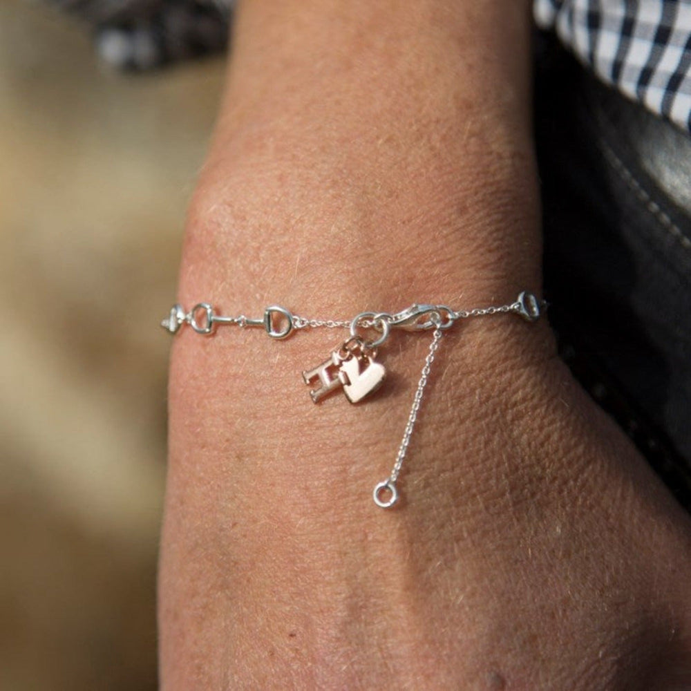 Personalised Sterling Silver Mini Snaffle and Rose Gold Heart Bracelet