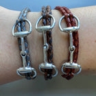 Plaited Leather and Sterling Silver Equestrian Snaffle Bracelet by Hiho Silver - Gallop Guru