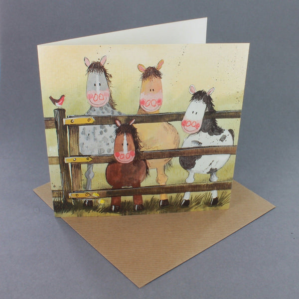 'Pony Gang' Horse Greeting Card by Alex Clark - Gallop Guru