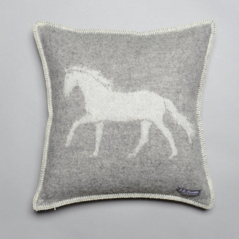 Pure New Wool Grey Horse Cushion - Gallop Guru