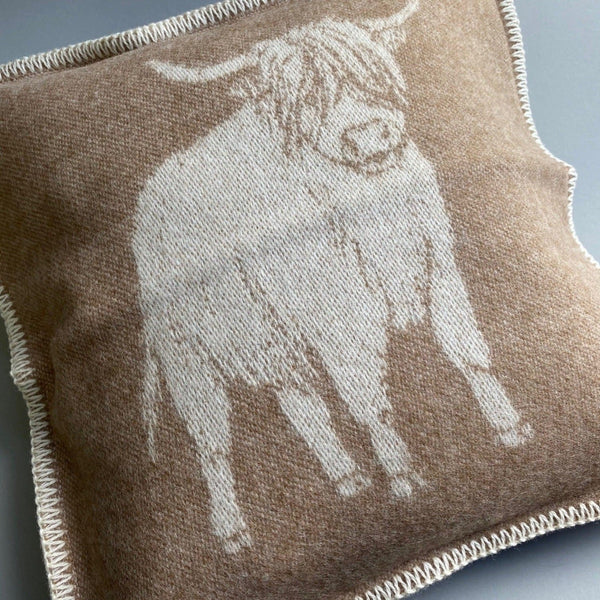 Pure New Wool Highland Cow Cushion - Gallop Guru