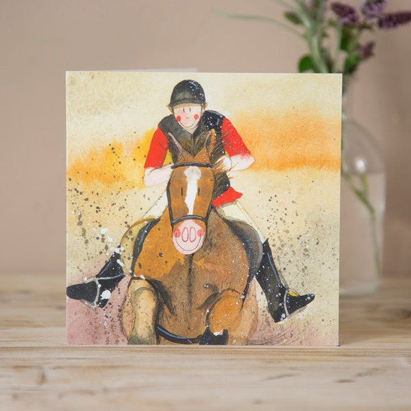 Racing Horse and Jockey Greeting Card by Alex Clark - Gallop Guru