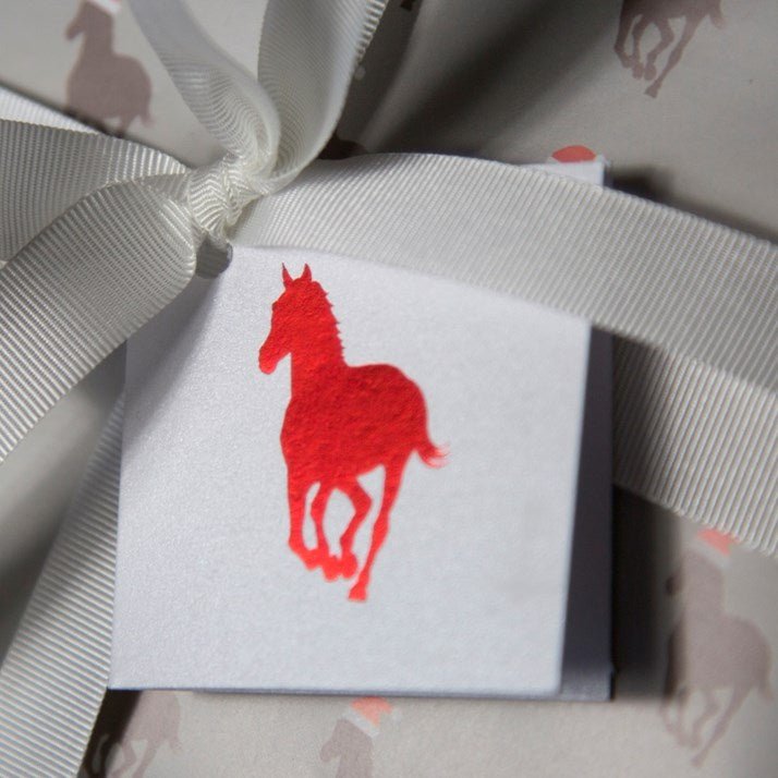 Red Metallic Horse Gift Tag - Gallop Guru