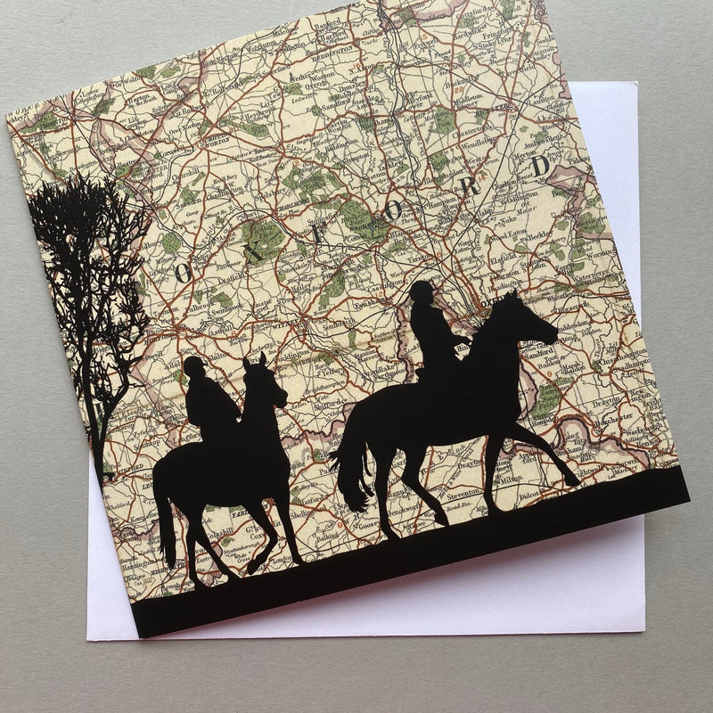 Riding over Oxfordshire Vintage Map Card - Gallop Guru