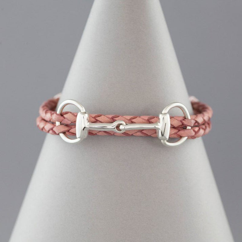 Pink Leather Silver Snaffle Bracelet by Hiho Silver - Gallop Guru