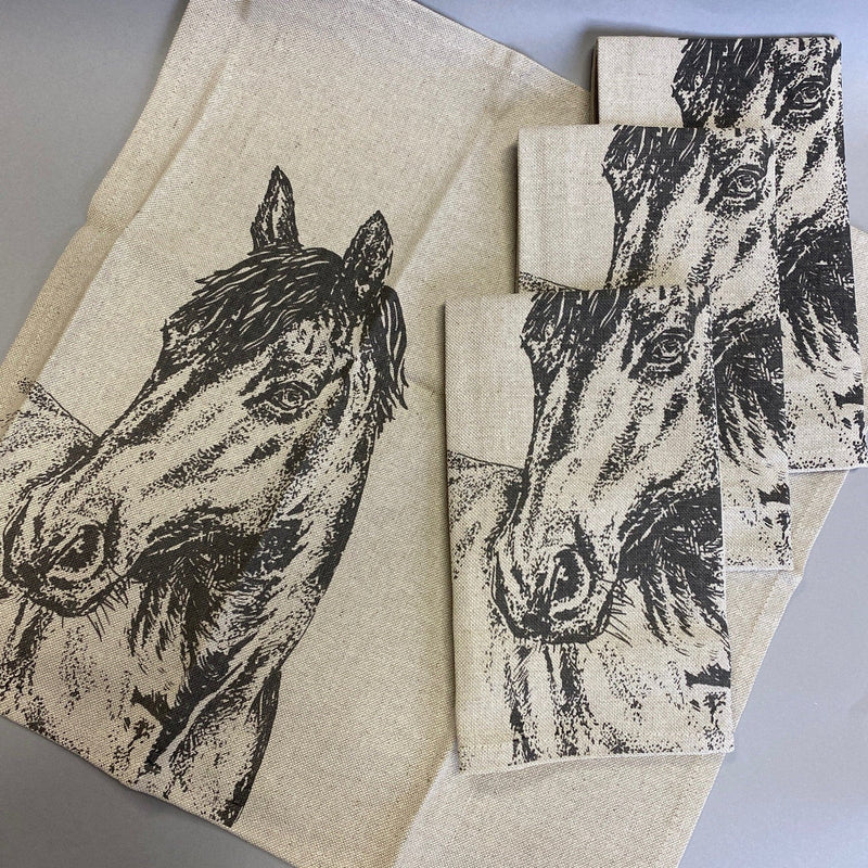 Set of Four Linen Horse Design Napkins - Gallop Guru