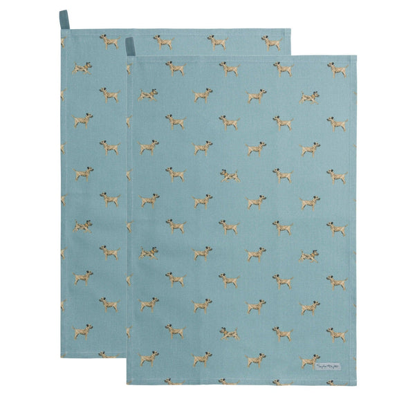 Set of Two Terrier Design Tea Towels by Sophie Allport - Gallop Guru