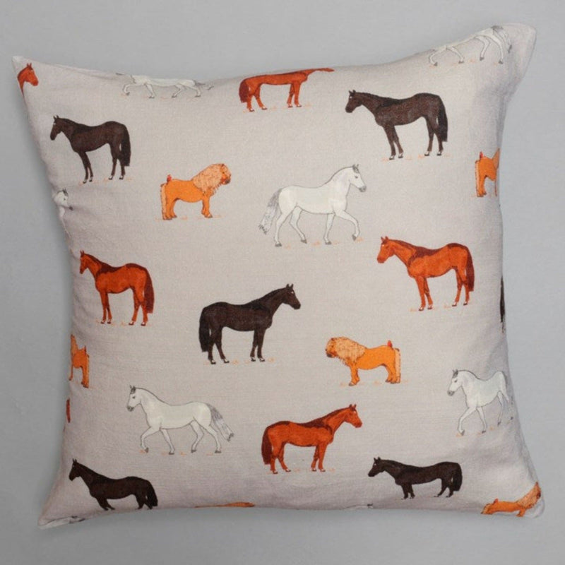 Shetland And Horses Print Cushion Cover - Gallop Guru