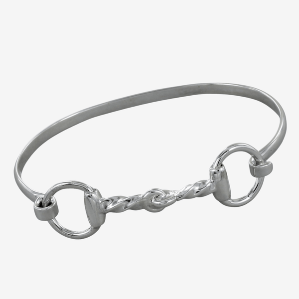 Solid Sterling Silver Twisted Snaffle Bangle by Hiho - Gallop Guru