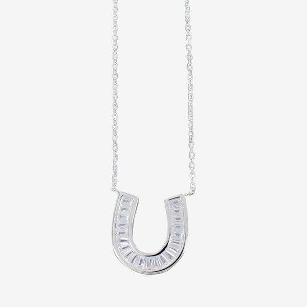 Sparkling Horseshoe Necklace in Sterling Silver - Gallop Guru