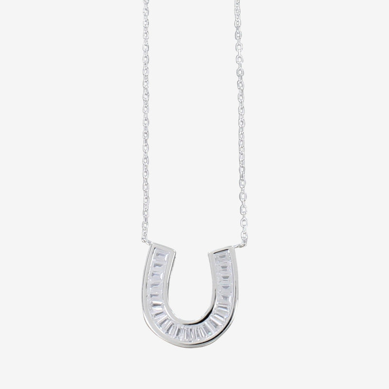 Sparkling Horseshoe Necklace in Sterling Silver - Gallop Guru