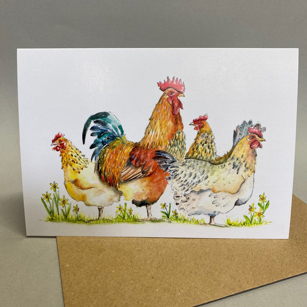Spring Chickens Watercolour Greeting Card - Gallop Guru