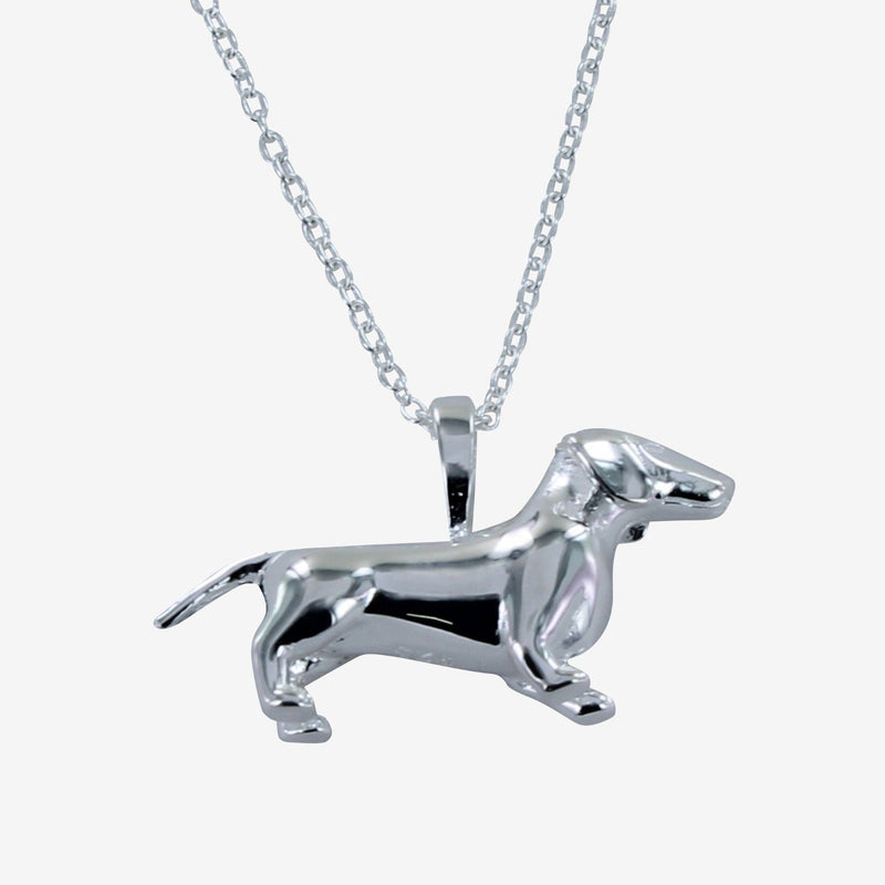 Sterling Silver 3D Dachshund Dog Necklace - Gallop Guru