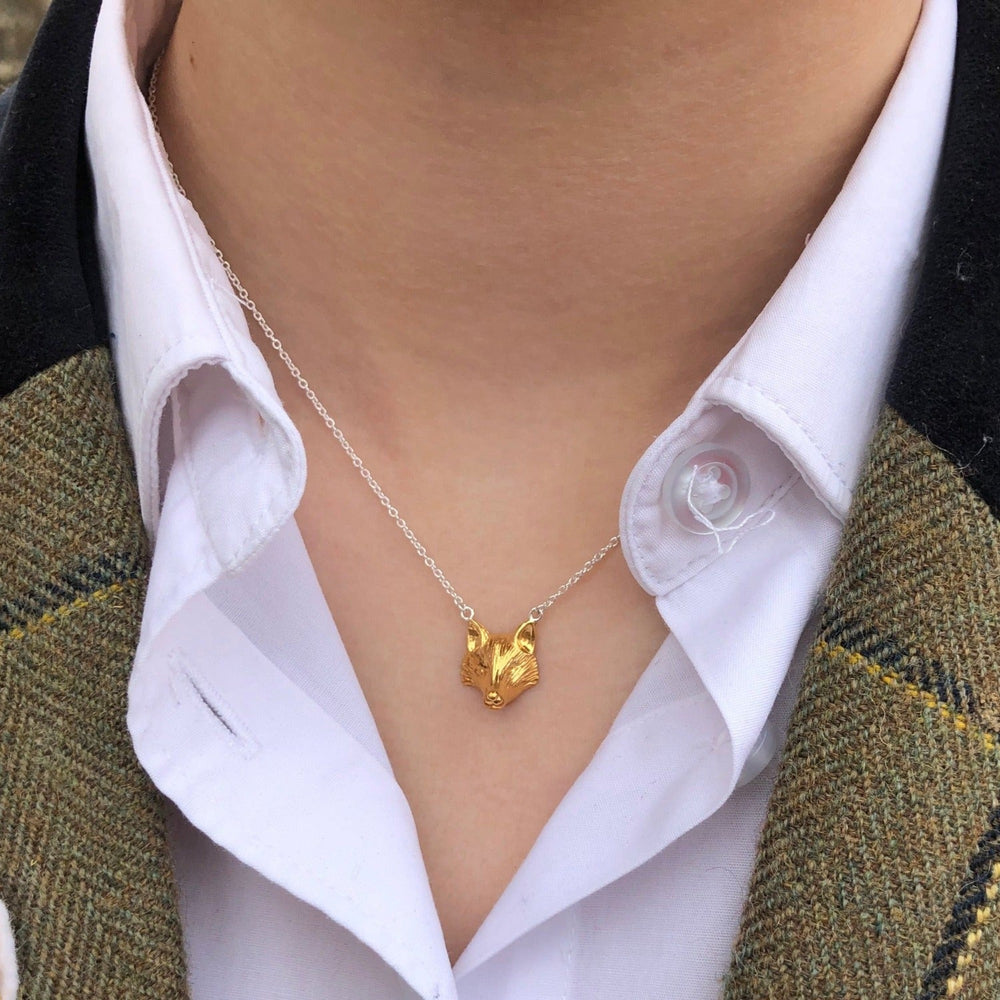 Fox Head Necklace Sterling Silver 18ct Gold Gallop Guru
