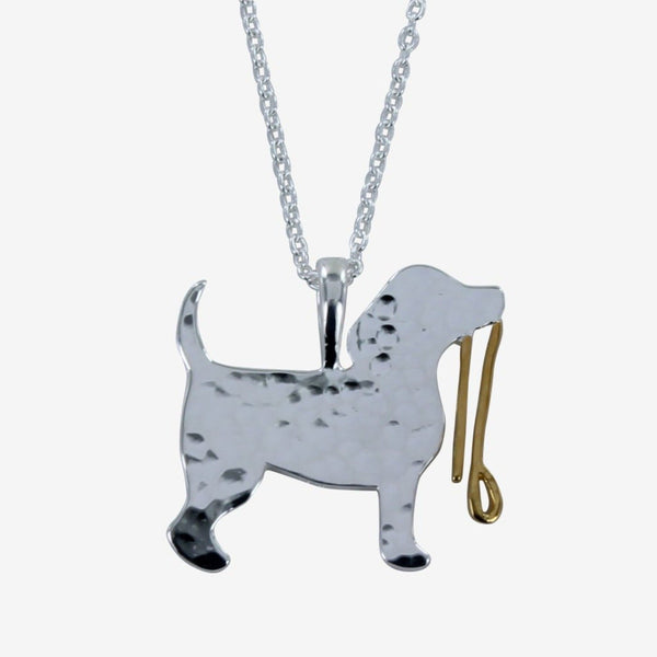 Sterling Silver and 18ct Gold Plate Spot the Dog Necklace - Gallop Guru