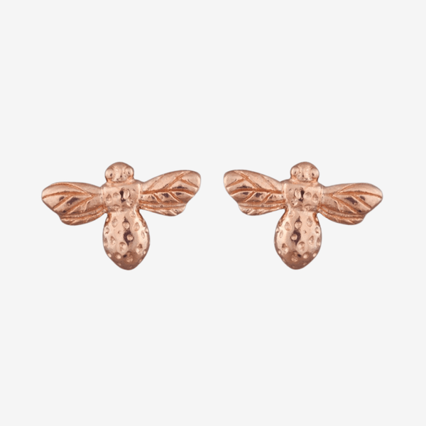 Sterling Silver and 18ct Rose Gold Plate Bumble Bee Stud Earrings - Gallop Guru
