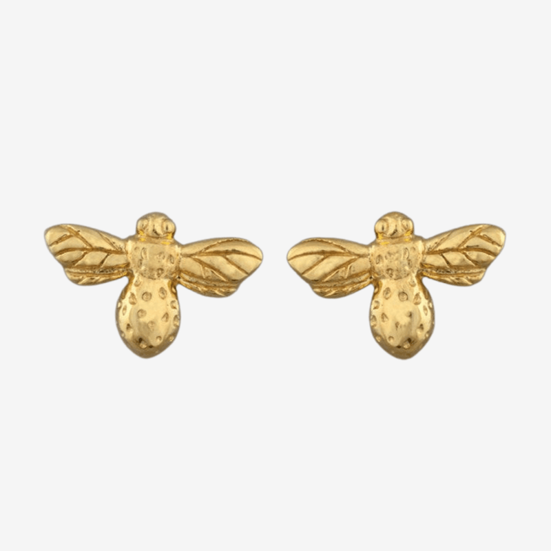 Sterling Silver and 18ct Yellow Gold Plate Bumble Bee Stud Earrings - Gallop Guru