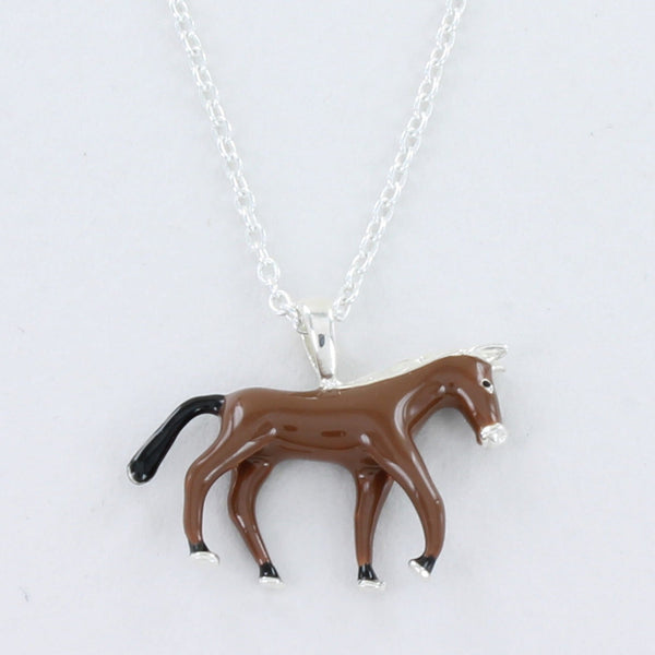 Sterling Silver and Enamel Horse Necklace
