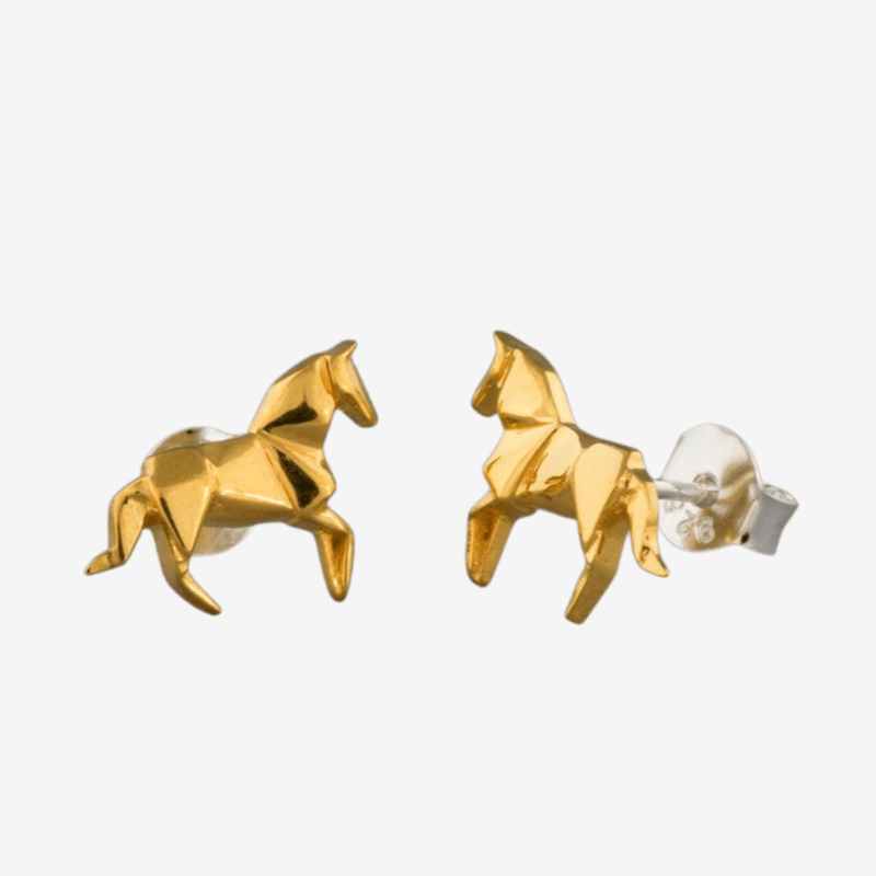 Sterling Silver and Gold Plate Origami Inspired Horse Earrings – Gallop ...