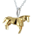 Sterling Silver and Gold Plate Origami Style Equestrian Horse Necklace - Gallop Guru