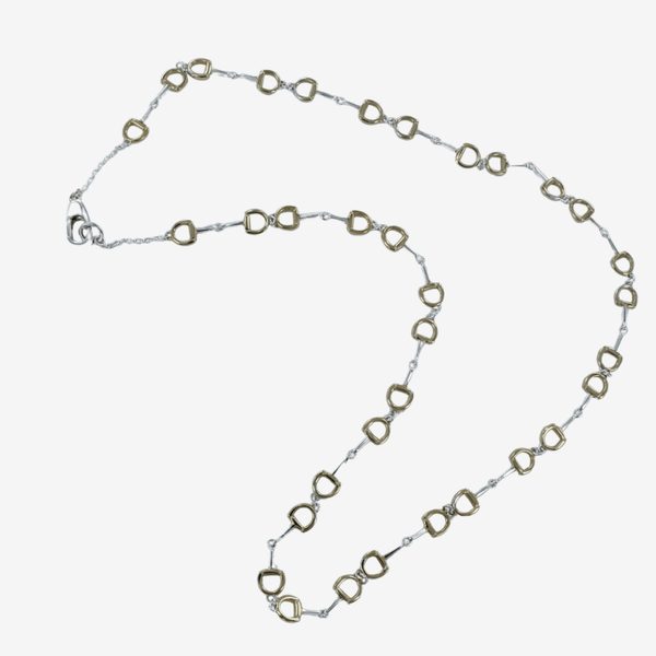 Sterling Silver and Gold Plated Dainty Snaffle Necklace - Gallop Guru