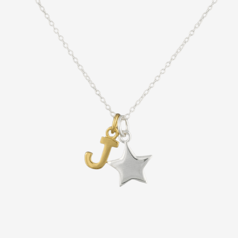 Sterling Silver and Gold Plated Initial and Charm Personalised Necklace - Gallop Guru