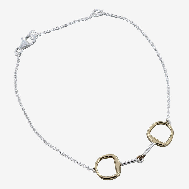 Sterling Silver and Gold Plated Single Snaffle Bracelet - Gallop Guru