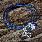 Sterling Silver and Navy Leather Personalised Equestrian Charm Bracelet - Gallop Guru