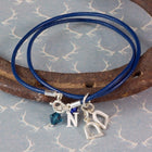 Sterling Silver and Navy Leather Personalised Equestrian Charm Bracelet - Gallop Guru