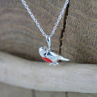 Sterling Silver and Red Enamel Robin Necklace - Gallop Guru