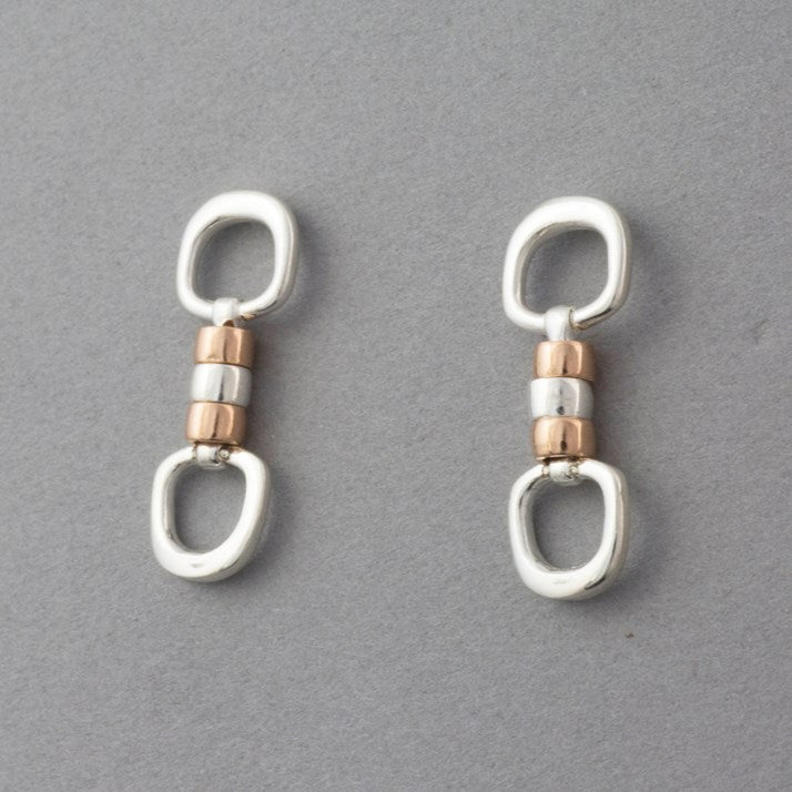 Sterling Silver and Rose Gold Cherry Roller Earrings by Hiho - Gallop Guru