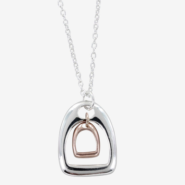 Sterling Silver and Rose Gold Stirrup Necklace