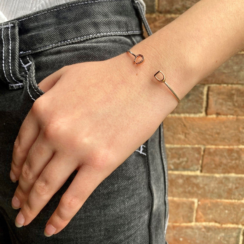 Horse Stirrup Cuff Bracelet Sterling Silver Rose Gallop Guru