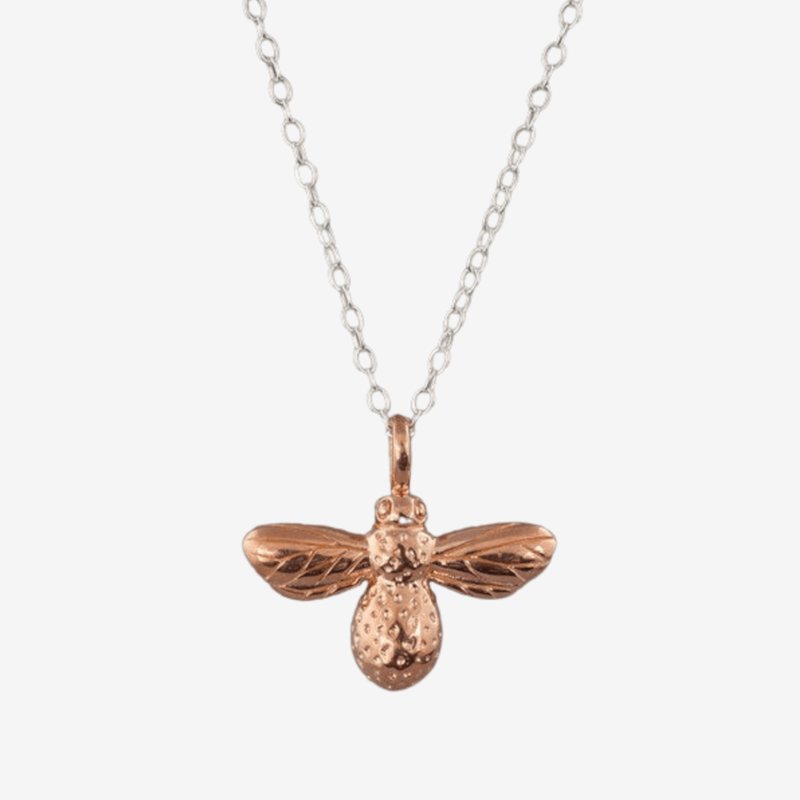 Sterling Silver and Rose Gold Plate Bumble Bee Necklace - Gallop Guru