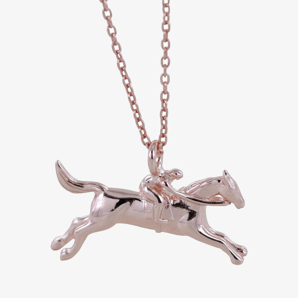 Sterling Silver and Rose Gold Racehorse Necklace - Gallop Guru