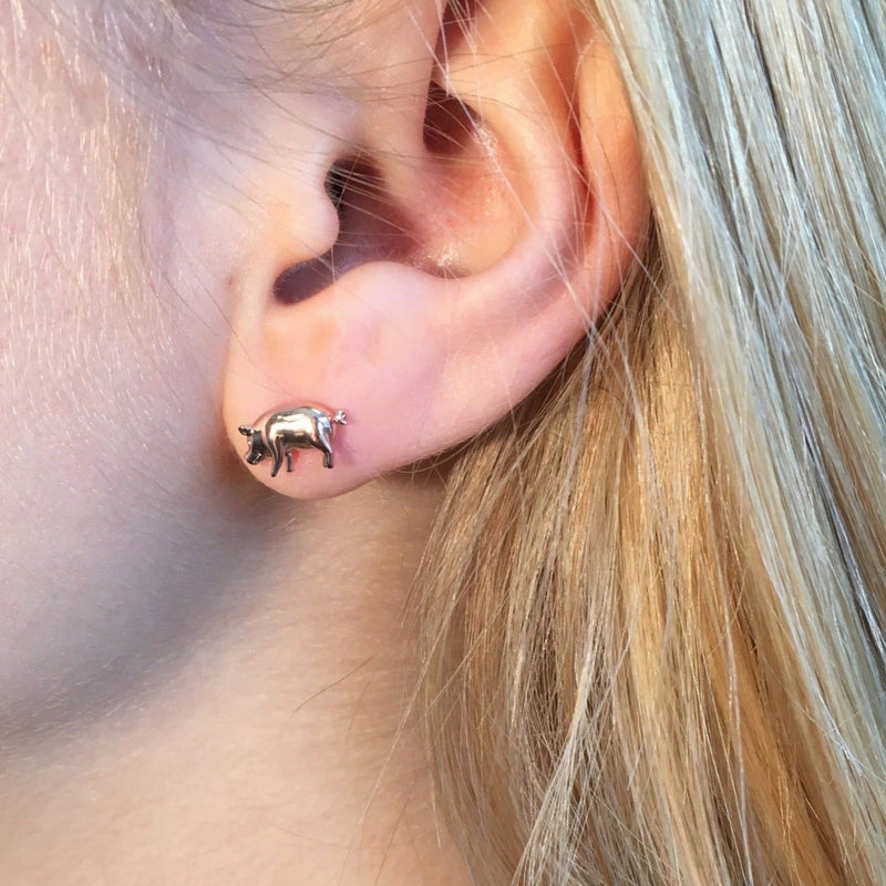 thumbnail interactive-video image 1 of 9ct Gold Cute Pig Stud Earrings By Jewellerybox – ADA-179 – New 1 of 5