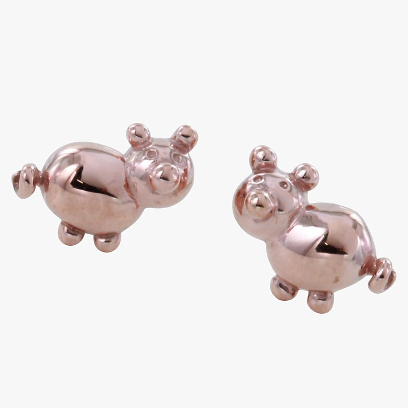 Sterling Silver and Rose Gold Plated Balloon Pig Stud Earrings - Gallop Guru