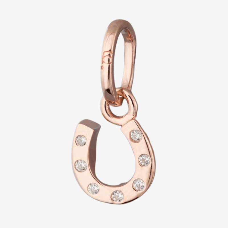 Sterling Silver and Rose Gold Plated Sparkly Horseshoe Equestrian Charm by Gemma J - Gallop Guru
