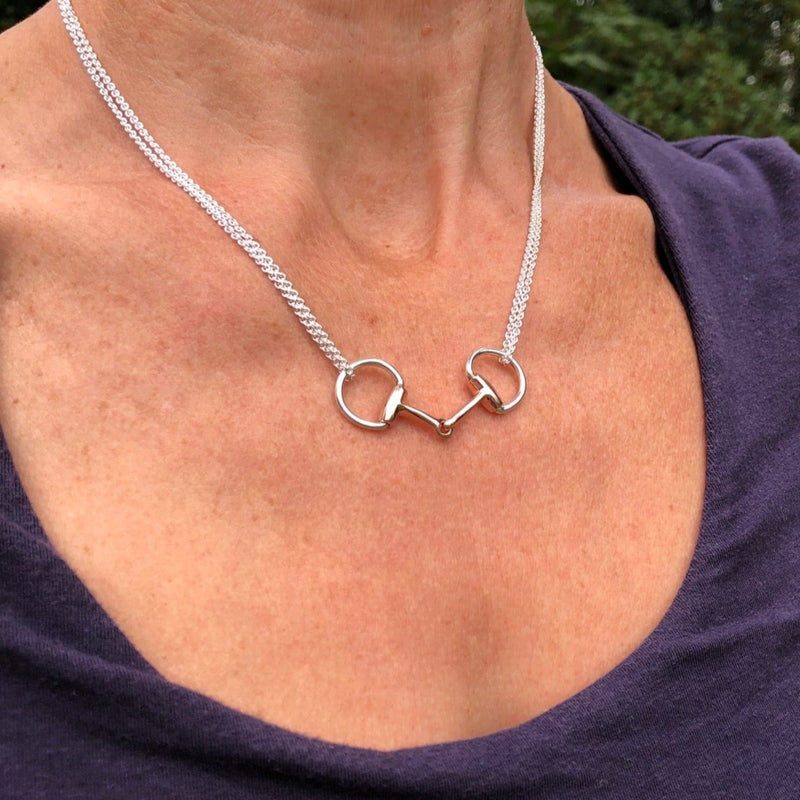 Sterling Silver and 18ct Rose Gold Vermeil Double Chain Snaffle Necklace by Hiho - Gallop Guru