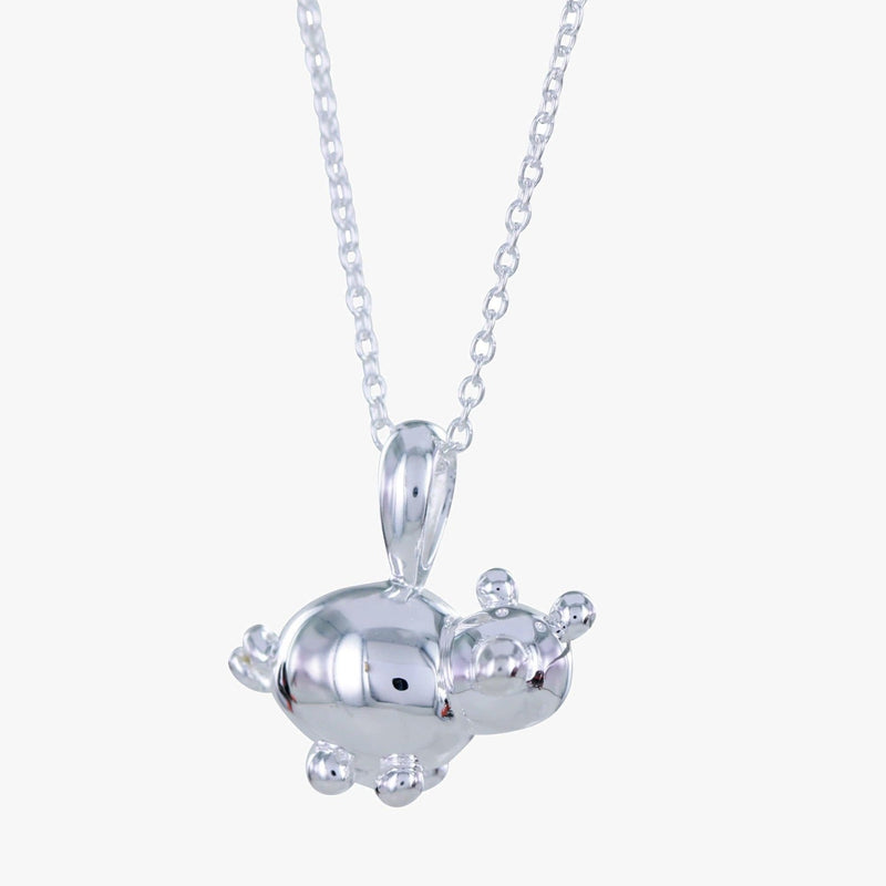 Sterling Silver Balloon Style Pig Necklace - Gallop Guru