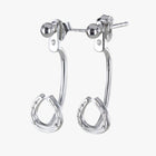 Sterling Silver Bead and Horseshoe Cuff Stud Earrings