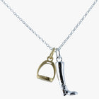 Sterling Silver Boot and Gold Stirrup Necklace - Gallop Guru