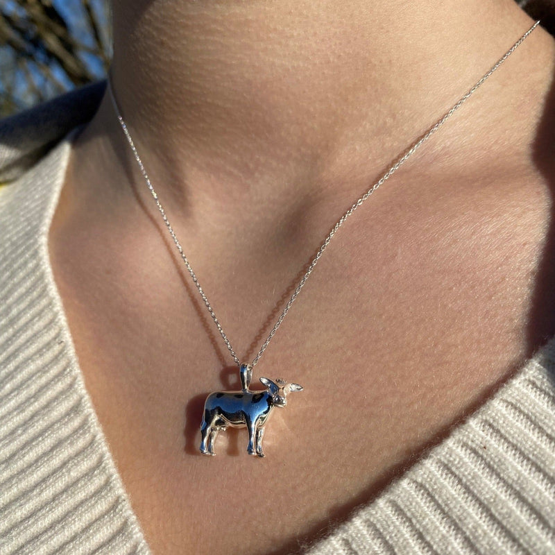 Sterling Silver Buttercup the Cow Necklace - Gallop Guru