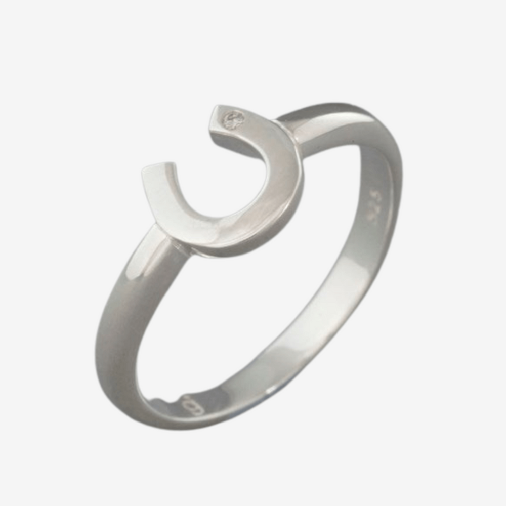Classic Horseshoe & Diamond Ring | Sterling Silver | Gallop Guru