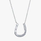Sterling Silver Classic Horseshoe Necklace with Cubic Zirconia - Gallop Guru