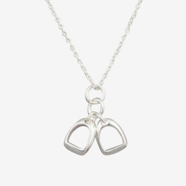 Sterling Silver Double Stirrup Charm Necklace