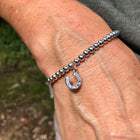 Sterling Silver Beaded Bracelet with Pavé Horseshoe Charm - Gallop Guru
