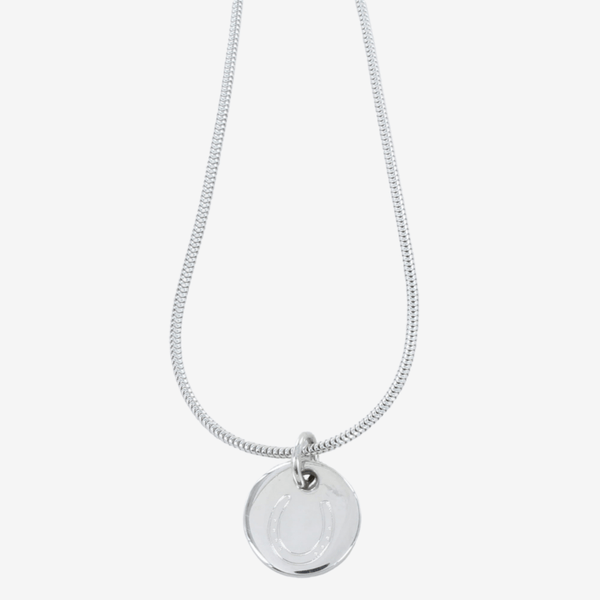 Sterling Silver Engraved Horseshoe Necklace by Hiho